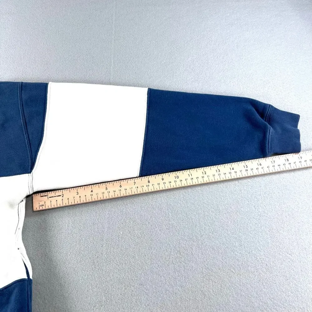 Vintage Abercrombie & Fitch Colorblock Snap Mockneck Sweatshirt Blue White L